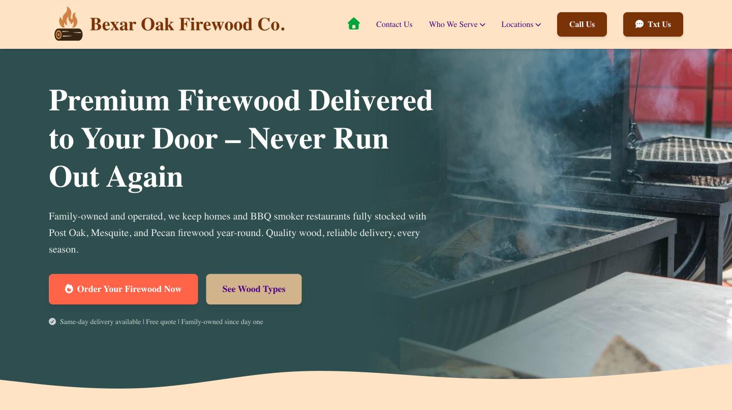 Bexar Oak Firewood Co. on a laptop