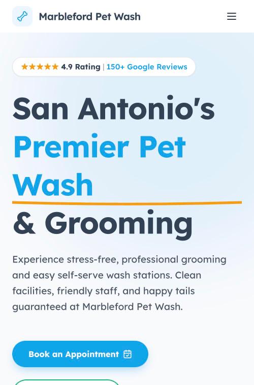 Marbleford Pet Wash on a phone
